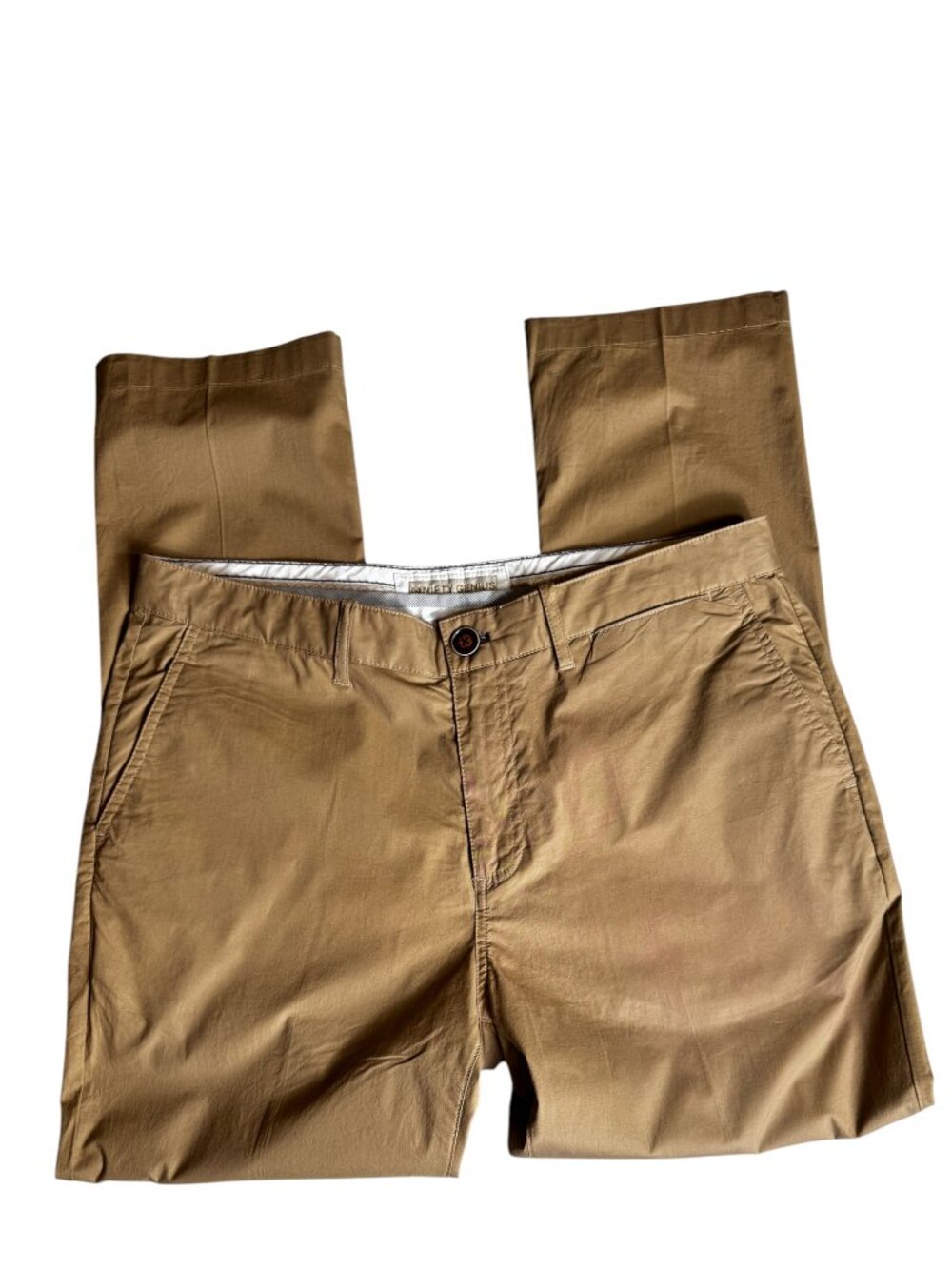 Nifty Genius Dark Tan Flat Front Straight Leg Chino Pants Size 34